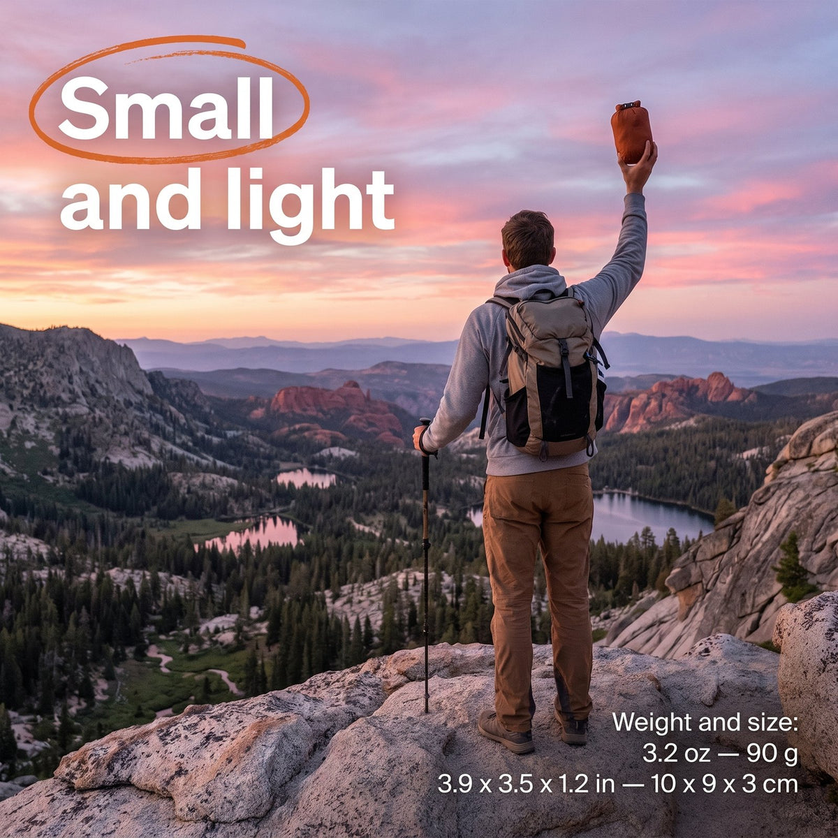 Small and light: 3.2 oz, packs to 3.9 x 3.5 x 1.2 in