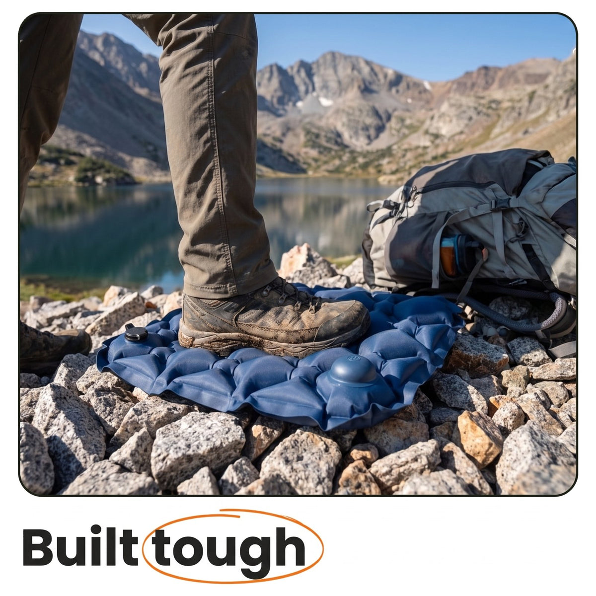 Built tough 40D nylon TPU seat pad on sharp rocks